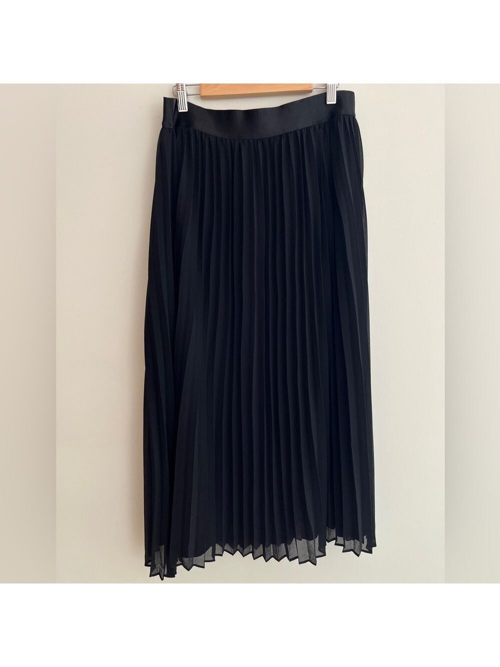 TWIK by Simons Pull On Pleated Lined Maxi Skirt Lightweight Flowy Voile Sheer